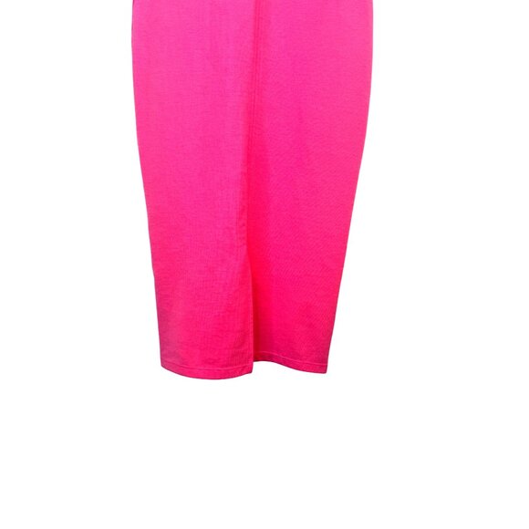 Zara Small Bright Pink Bodycon Dress Sleeveless Scoop Neck Midi Polyester Blend - Picture 13 of 14